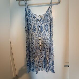 Billabong Blue and White Printed  Dress with Buttons